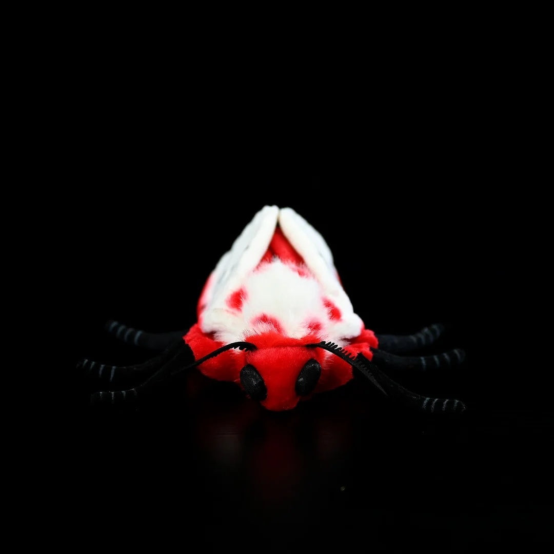 Front view of the Rosy Ermine Moth Plush by SoftDaysLab®, a lifelike representation of the rosy flannel moth