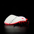 Side view showcasing the detailed wings of the Rosy Ermine Moth Plush by SoftDaysLab®, perfect for insect lovers