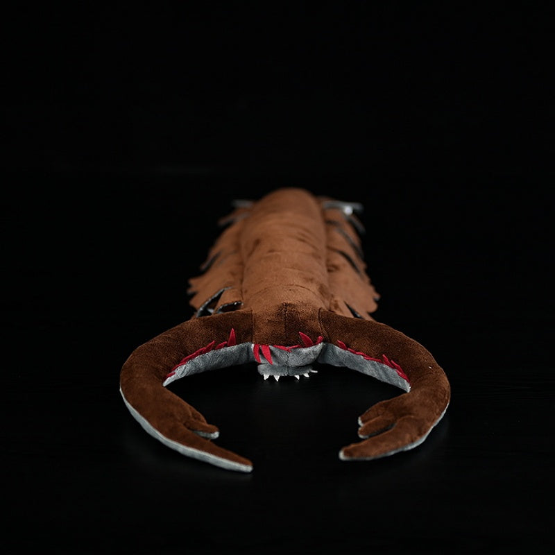 Front view of the lifelike Omnidens plush toy with realistic prehistoric features by SoftDaysLab