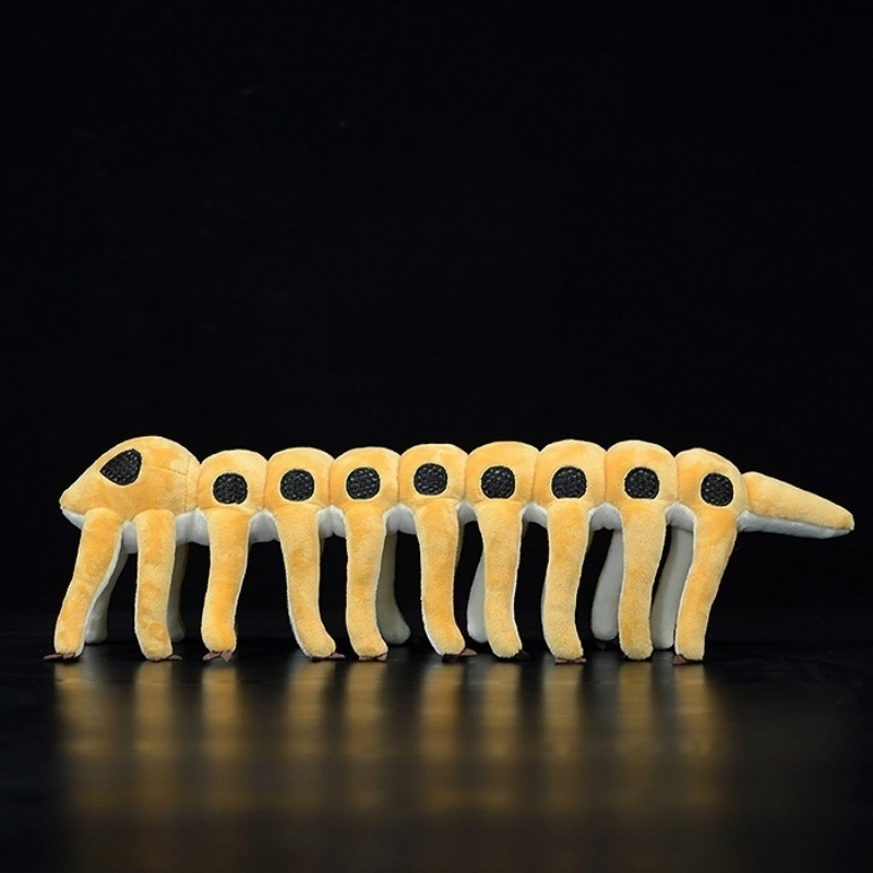Side profile of the Microdictyon plush toy, showcasing its segmented body and realistic prehistoric design
