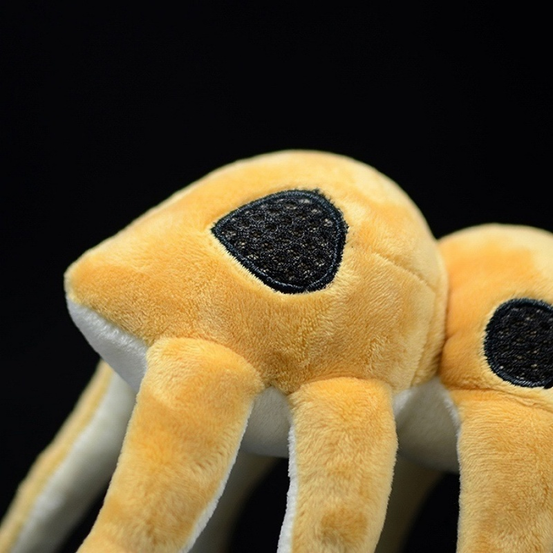 Zoomed-in view of the Microdictyon plush toy’s head, highlighting its realistic prehistoric worm design