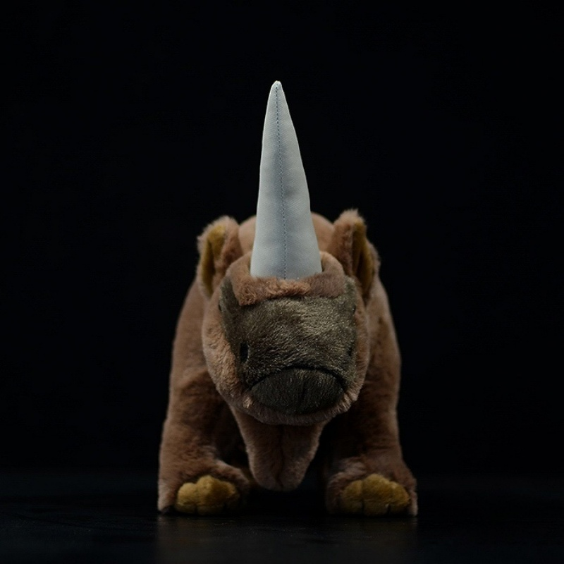 Front view of Elasmotherium stuffed toy showcasing its single horn and prehistoric charm by SoftDaysLab
