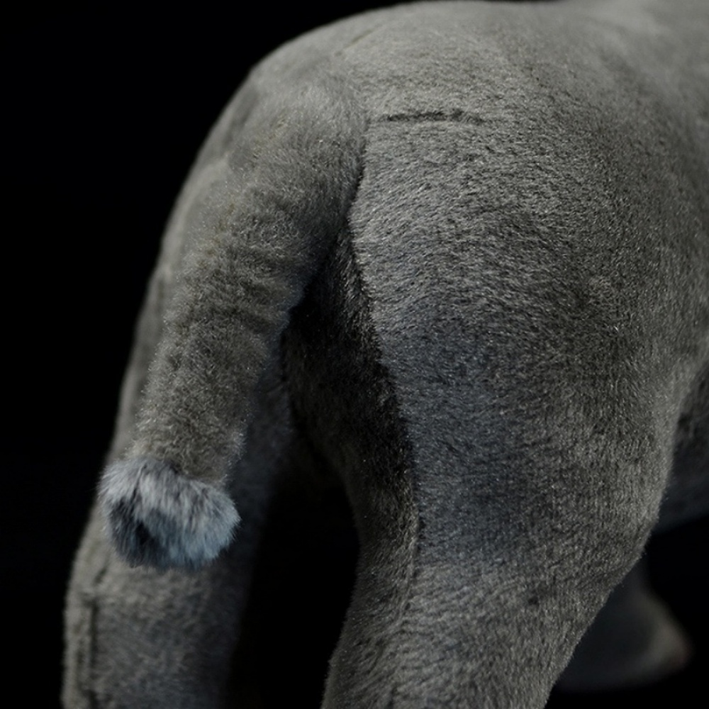 Close-up of Paraceratherium plush toy’s tail and textured fur, crafted by SoftDaysLab
