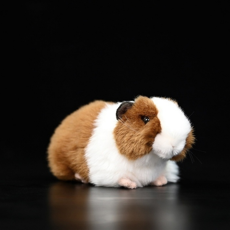 Realistic brown and white guinea pig plush toy, soft and lifelike, by SoftDaysLab. Perfect for animal lovers