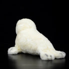 Realistic white seal pup plush toy with a detailed back view, perfect for collectors, by SoftDaysLab