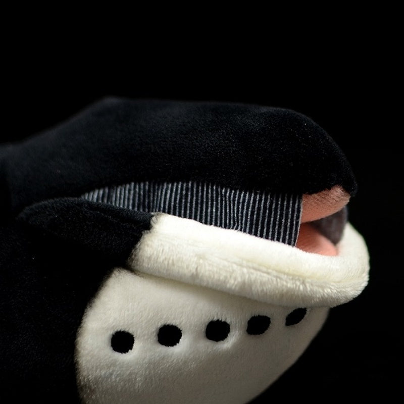 Detailed view of bowhead whale plush toy’s mouth, featuring lifelike baleen design, thoughtfully crafted by SoftDaysLab