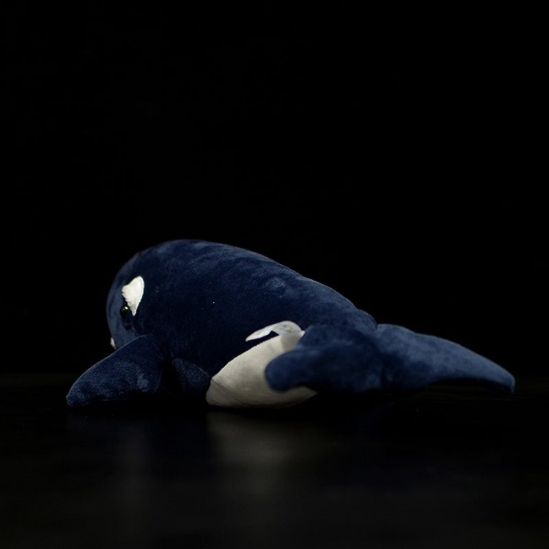 Back view of Southern Right Whale plush toy with detailed tail and soft texture for ocean animal enthusiasts