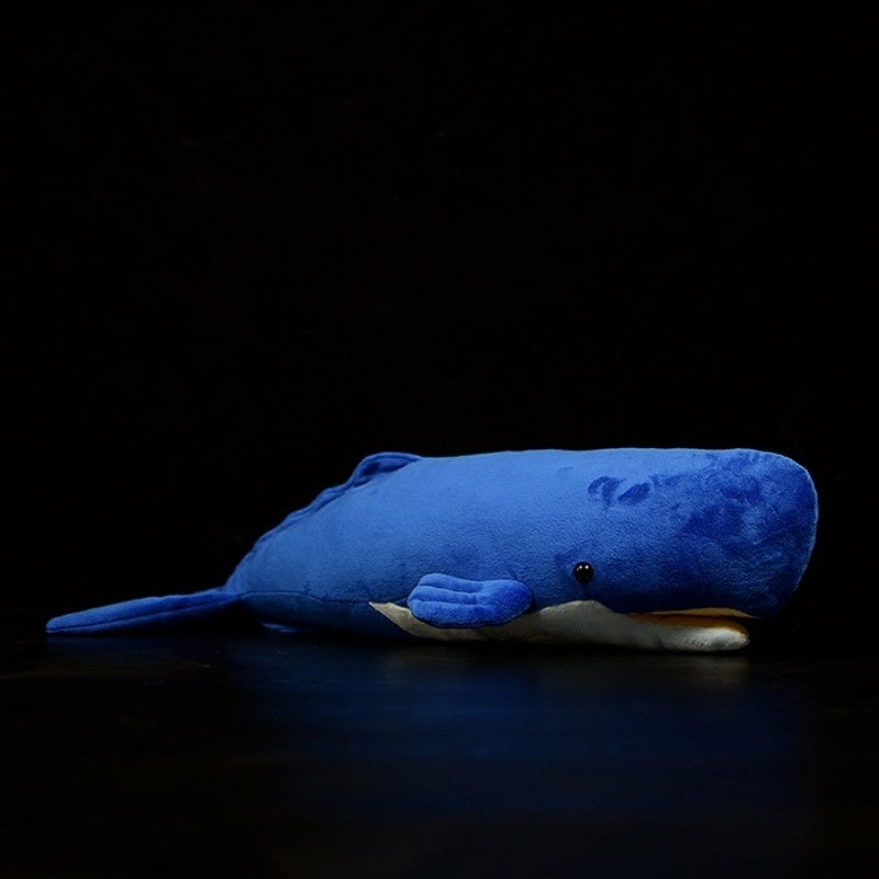 Full view of the realistic sperm whale plush toy, soft and lifelike design by SoftDaysLab