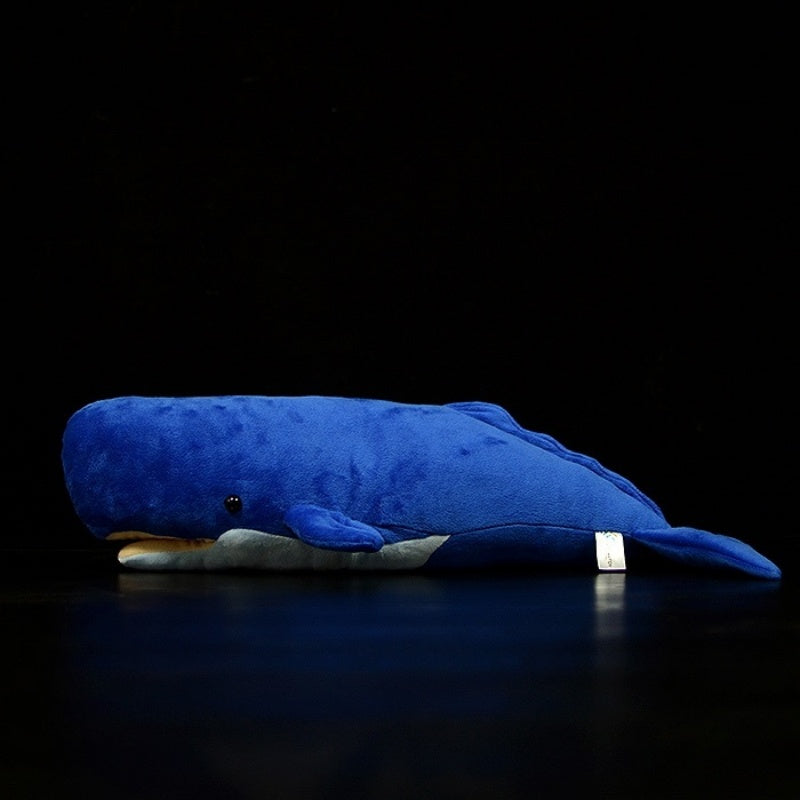Side profile of the sperm whale plush, highlighting its soft texture and realistic features by SoftDaysLab