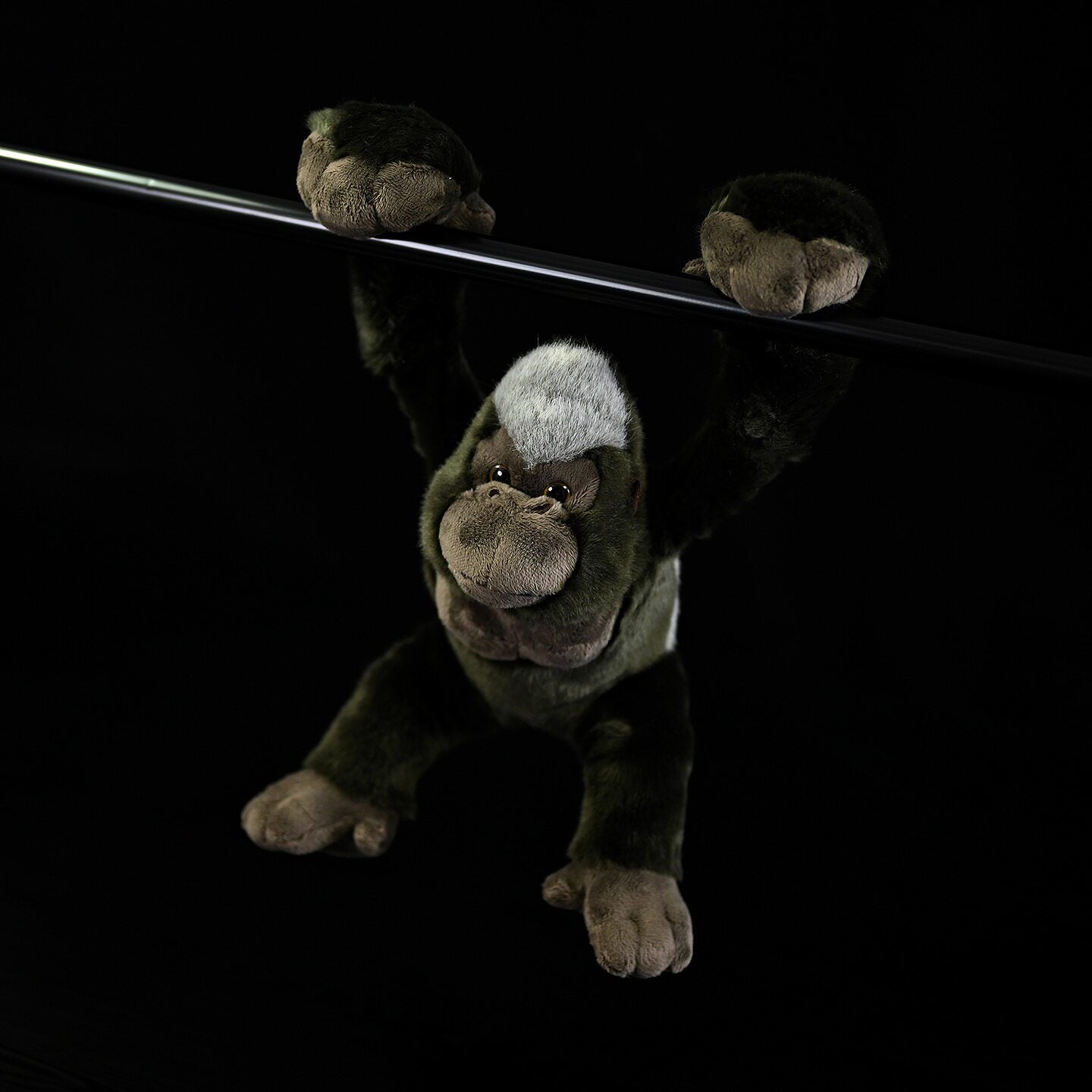 Hanging Silverback Gorilla plush toy with lifelike features and ultra-soft material for cuddly fun