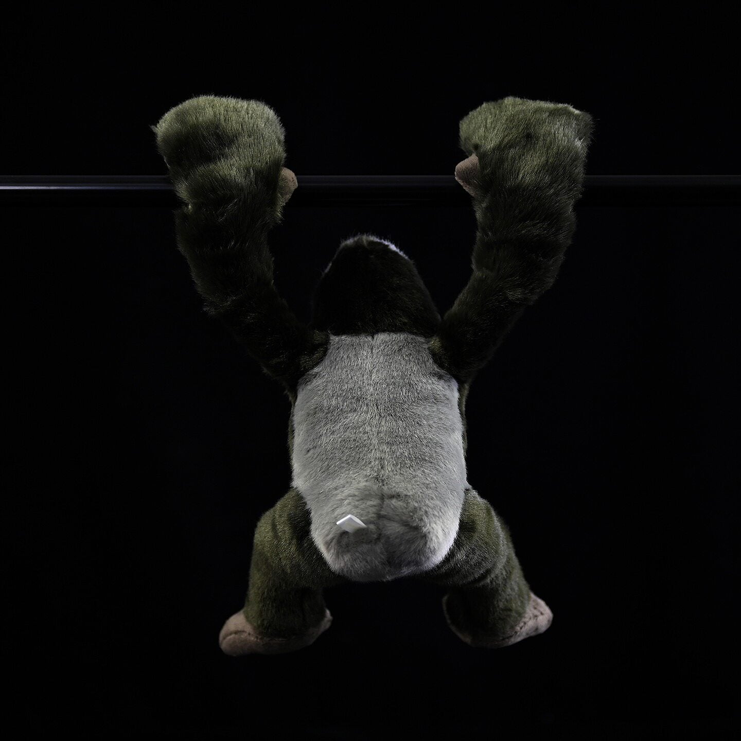 Back view of the lifelike Silverback Gorilla plush toy, designed by SoftDaysLab for wildlife enthusiasts