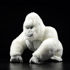 Realistic Albino Gorilla plush toy in a lifelike crouching pose, soft and detailed by SoftDaysLab