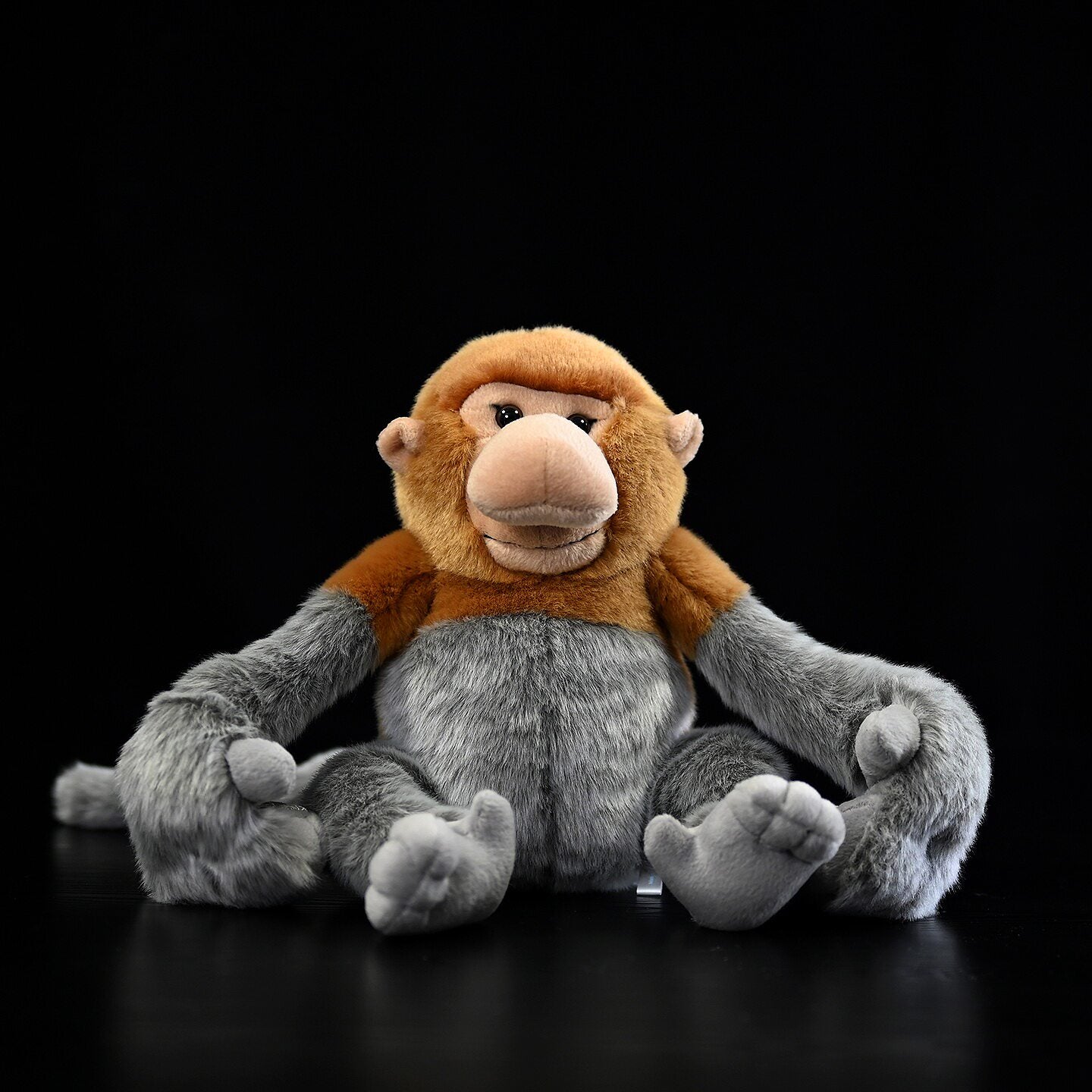 Frontal view of lifelike Proboscis Monkey plush by SoftDaysLab, cuddly and perfect for kids