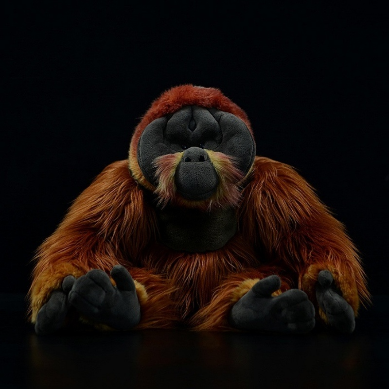 Front view of a realistic orangutan plush toy with soft fur and lifelike details by SoftDaysLab