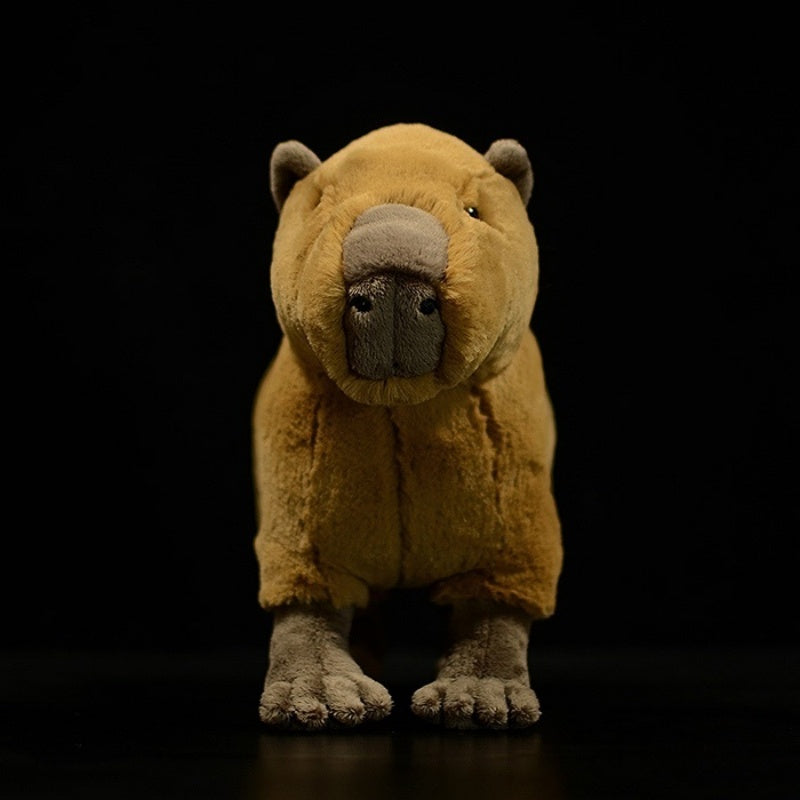 Front view of a huggable capybara plush toy with lifelike details by SoftDaysLab