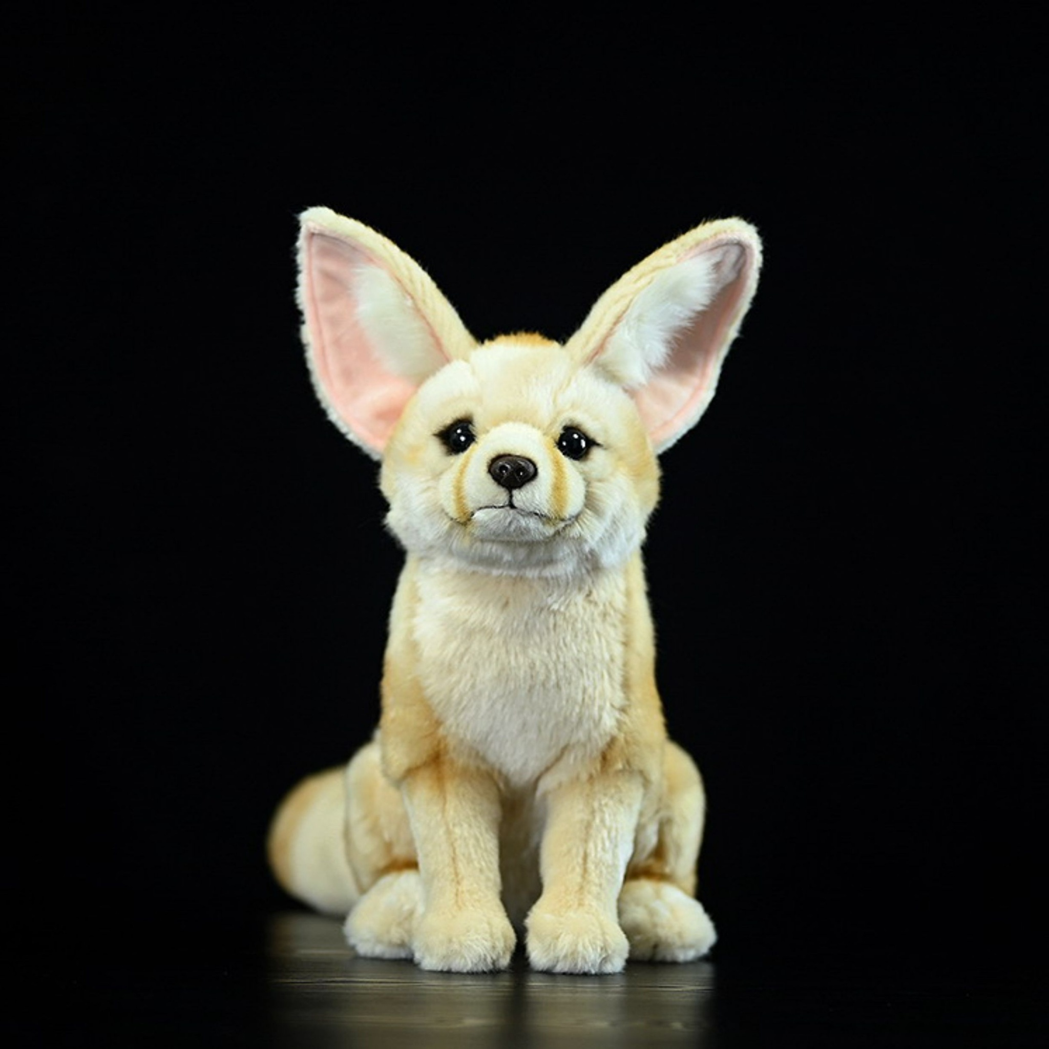 Front view of a realistic fennec fox plush toy with large ears and a soft design by SoftDaysLab