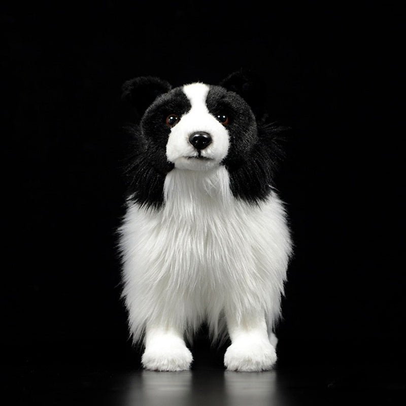 リアルなボーダーコリーのぬいぐるみ - 柔らかくて抱き心地がよく、犬