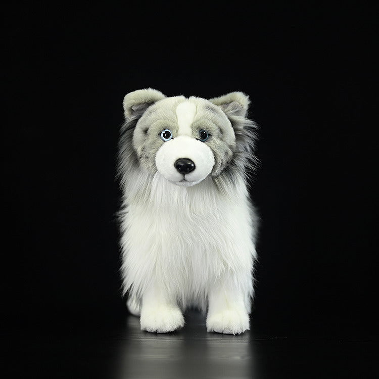 Realistic Blue Merle Border Collie plush toy with lifelike details, perfect for dog lovers and collectors