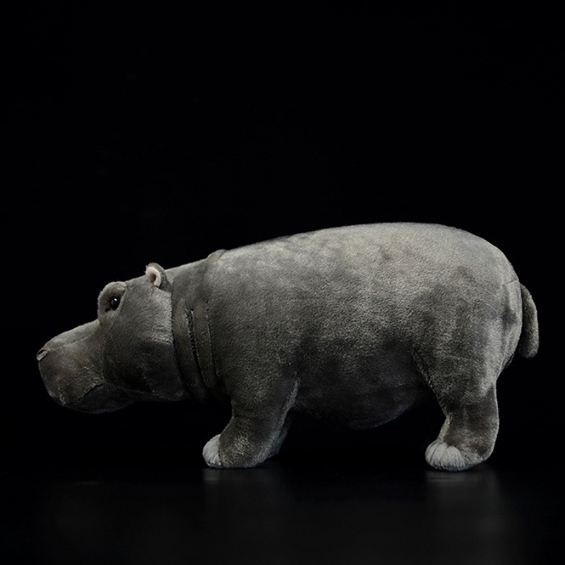 Side profile of Realistic hippo plush toy by SoftDaysLab, highlighting its lifelike design and plush material