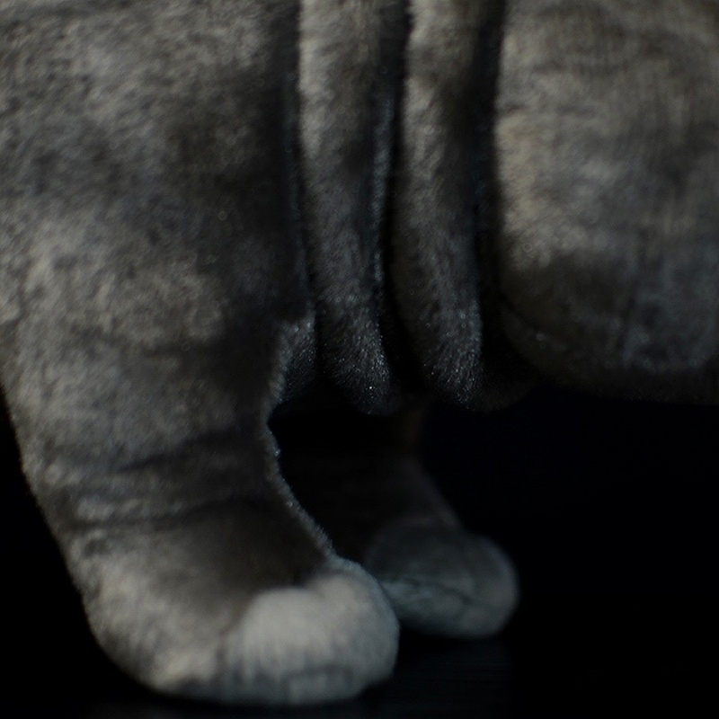 Detailed view of hippo plush toy's soft legs, emphasizing its realistic and cuddly design