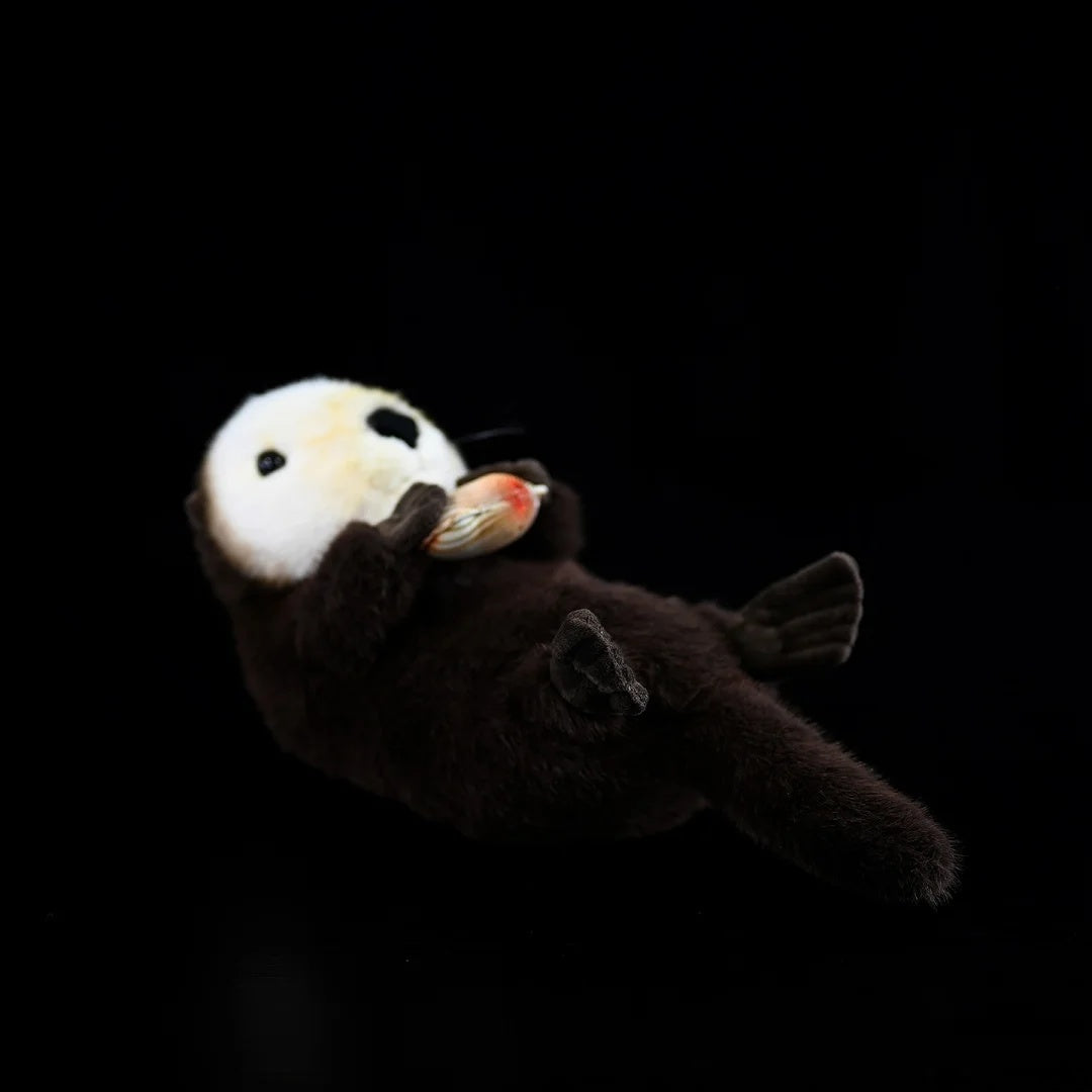 Rear view of SoftDaysLab® sea otter plush showcasing soft fur texture and realistic paw design