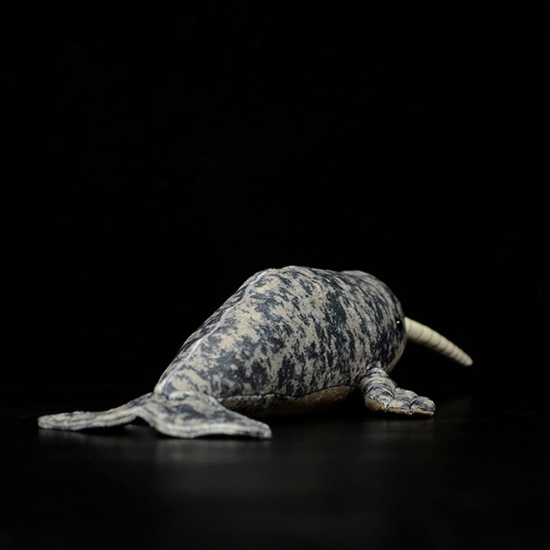 Rear view of narwhal stuffed animal displaying its textured back and tail details by SoftDaysLab