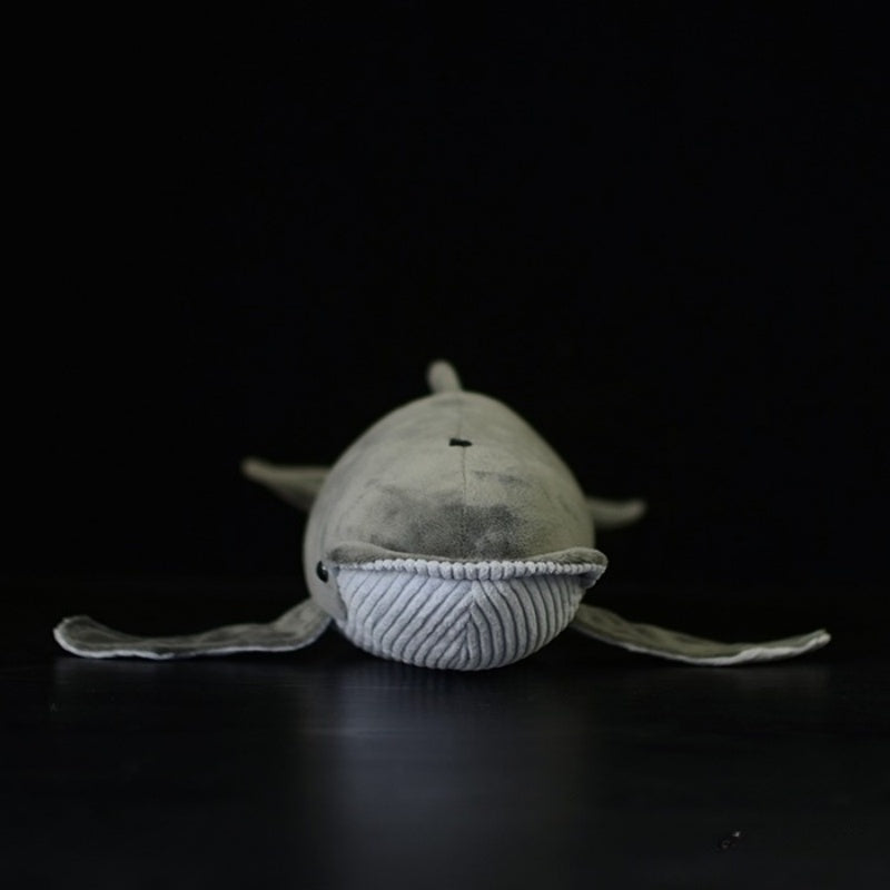 Front view of whale plush toy highlighting its baleen mouth and adorable face by SoftDaysLab