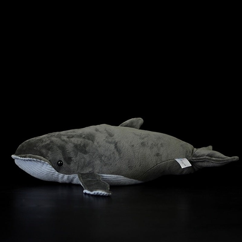 Side view of baleen whale stuffed animal with huggable ocean-inspired design by SoftDaysLab