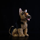 Lifelike German Shepherd dog plush toy with soft fur and detailed upright ears