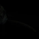 Close-up of the black rat plush's tail, revealing the authentic design and smooth texture