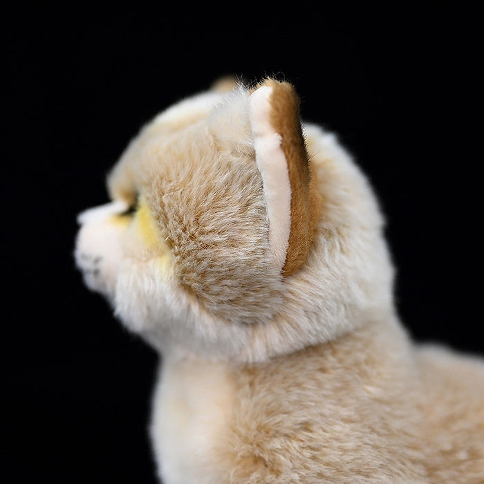 Close-up of sand cat plush toy’s detailed ear, crafted to mimic the real animal’s unique features