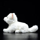 Side view of white cat plush toy showcasing its fluffy fur and lifelike details by SoftDaysLab