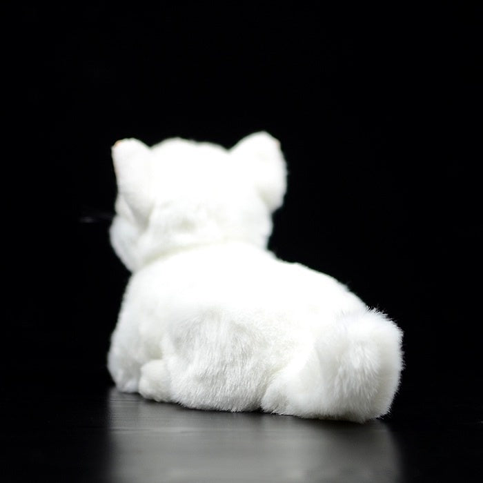 Back view of white cat plush toy featuring its soft, cuddly design, perfect for gifts by SoftDaysLab
