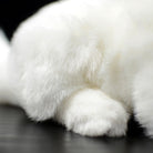 Close-up of white cat plush toy’s fluffy paw, designed for maximum softness and realism by SoftDaysLab