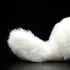 Detailed view of white cat plush toy’s plush tail, soft and lifelike, ideal for cuddling by SoftDaysLab