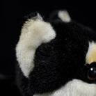 Detail of the Black & Tan Shiba Inu plush toy’s ear, crafted with soft and realistic materials