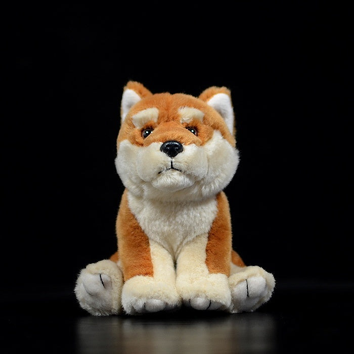 Front view of a cuddly Shiba Inu plush toy, perfect for hugging, decoration, or gifting to animal fans