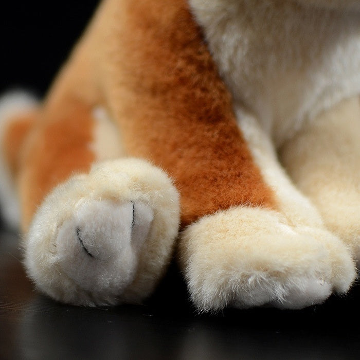 Close-up of Shiba Inu plush paws with soft textures and attention to detail, perfect for cuddling or decor