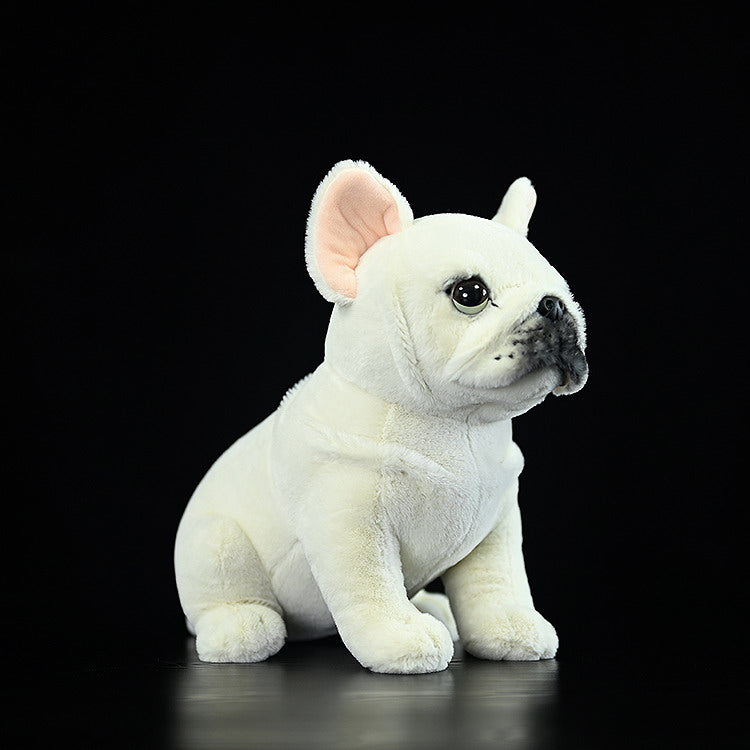 Adorable cream French Bulldog plush toy with expressive eyes and a cute, lifelike appearance