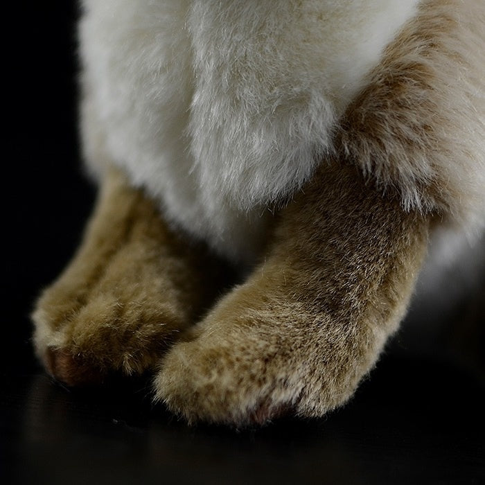Detailed view of brown hare rabbit plush toy’s soft paws, adding to its realistic and cuddly appeal