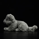 Side view of British Blue Shorthair Cat plush toy showcasing its fluffy fur and lifelike design by SoftDaysLab