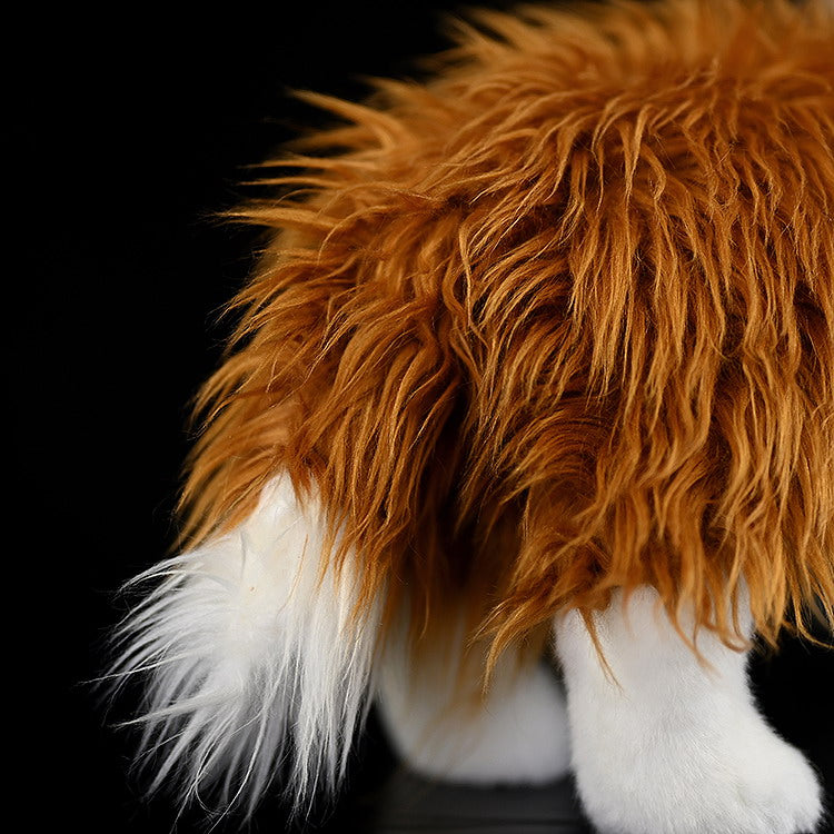 Close-up of the Sheltie plush toy’s tail, featuring a soft, fluffy, and realistic design