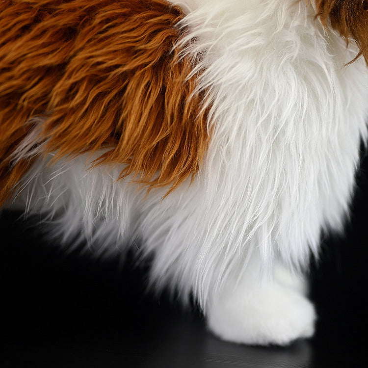 Fluffy fur detail of a Shetland Sheepdog plush toy, highlighting its soft and realistic texture for Sheltie lovers