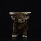 Front view of a lifelike water buffalo stuffed animal, showcasing realistic design and charm