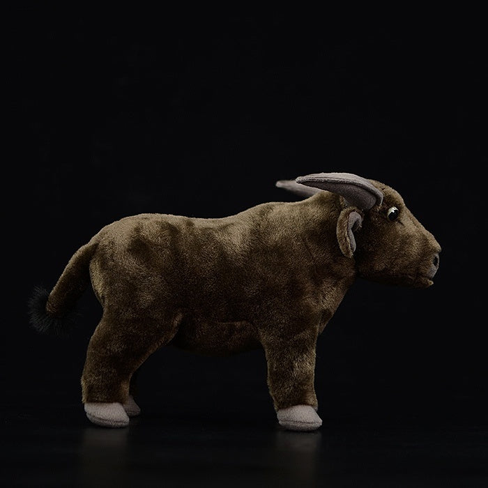 Side profile of SoftDaysLab’s domestic water buffalo plush toy, perfect for kids and collectors