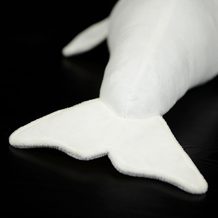 Tail fin of a beluga whale plush toy with smooth and soft fabric, ideal for marine-themed collections