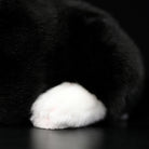 Detailed view of the Tuxedo Cat plush toy’s soft white paw, highlighting its high-quality craftsmanship