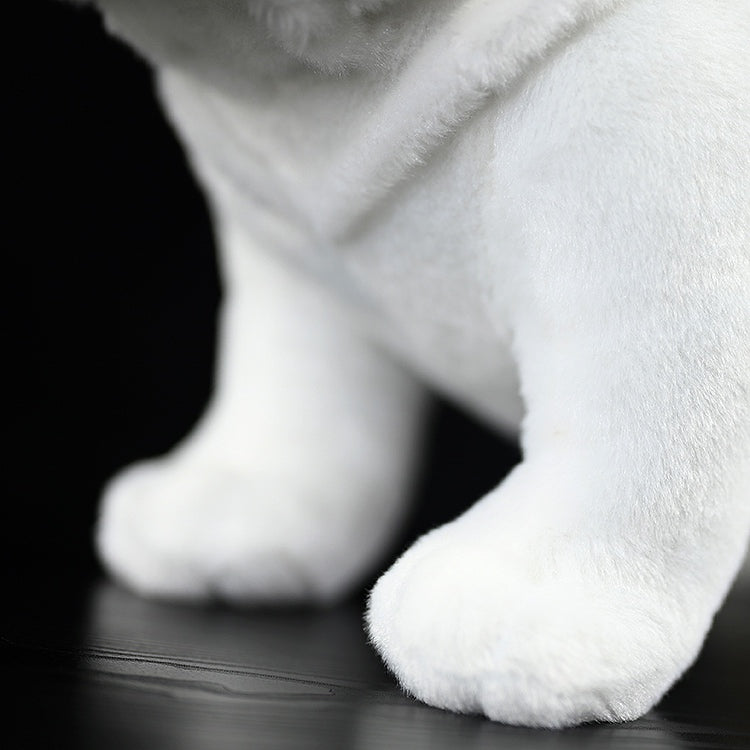 Close-up of a soft English Bulldog plush paw, highlighting its premium craftsmanship and lifelike design