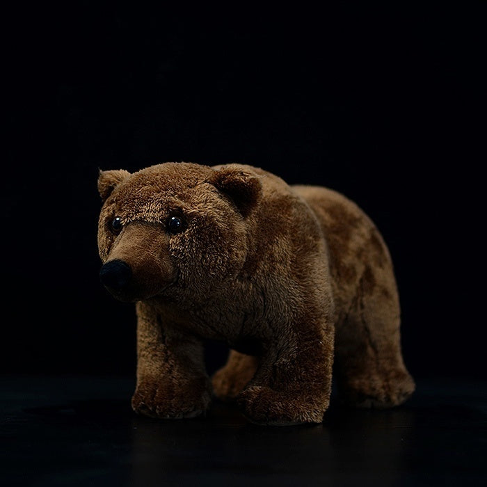 Realistic brown bear plush toy, showcasing lifelike details and soft brown fur