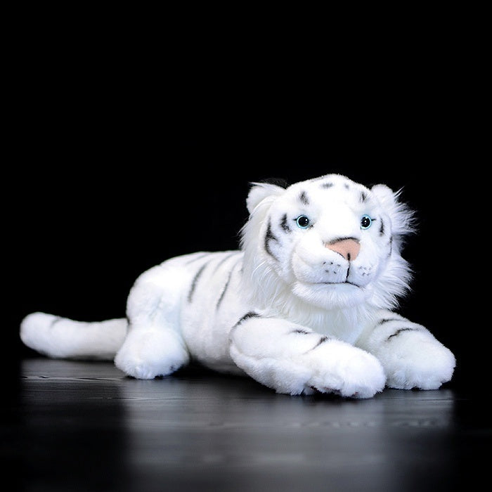 Lifelike white tiger plush toy with realistic stripes and soft fur by SoftDaysLab, perfect for tiger lovers